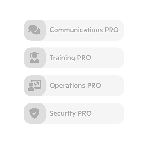 Communications PRO, Training PRO, Operations PRO, and Security PRO
