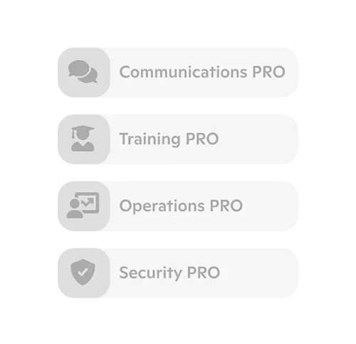 Communications PRO, Training PRO, Operations PRO, and Security PRO