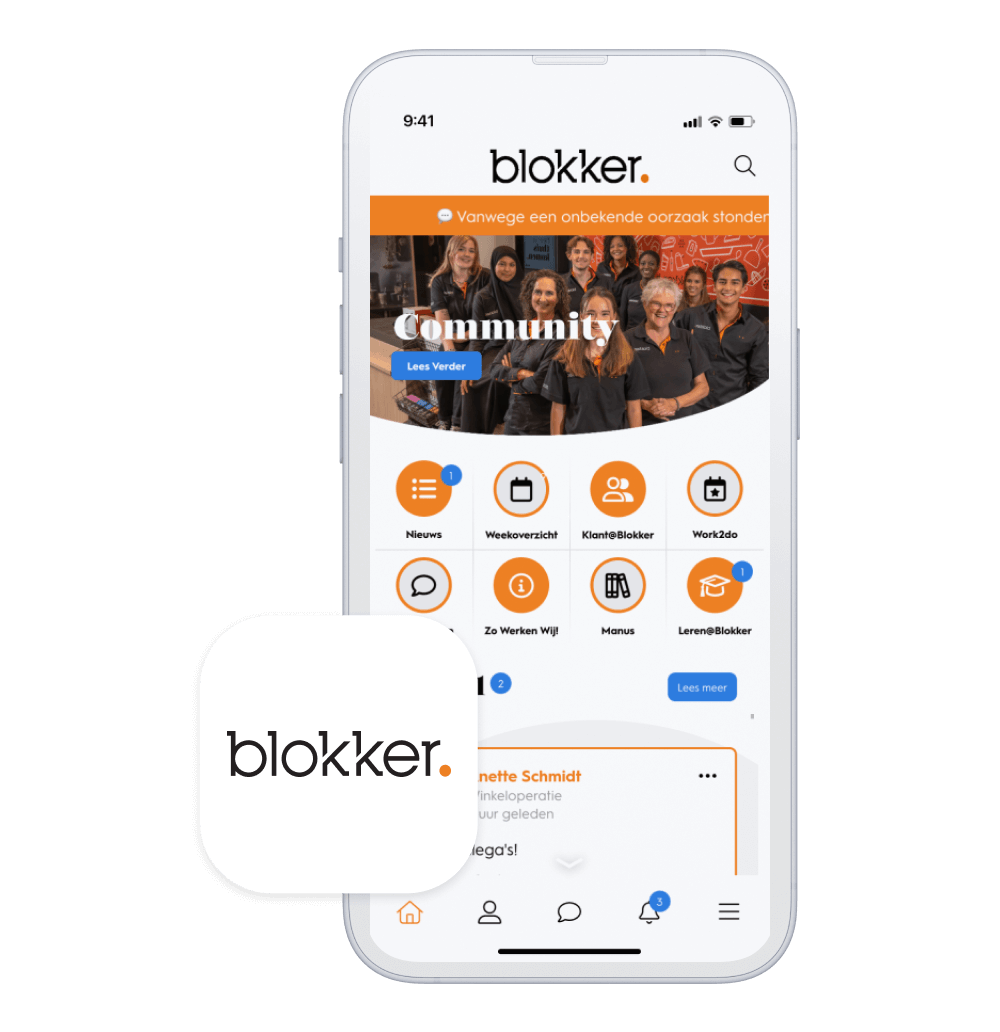 Phone showcasing the branded app of our client Blokker